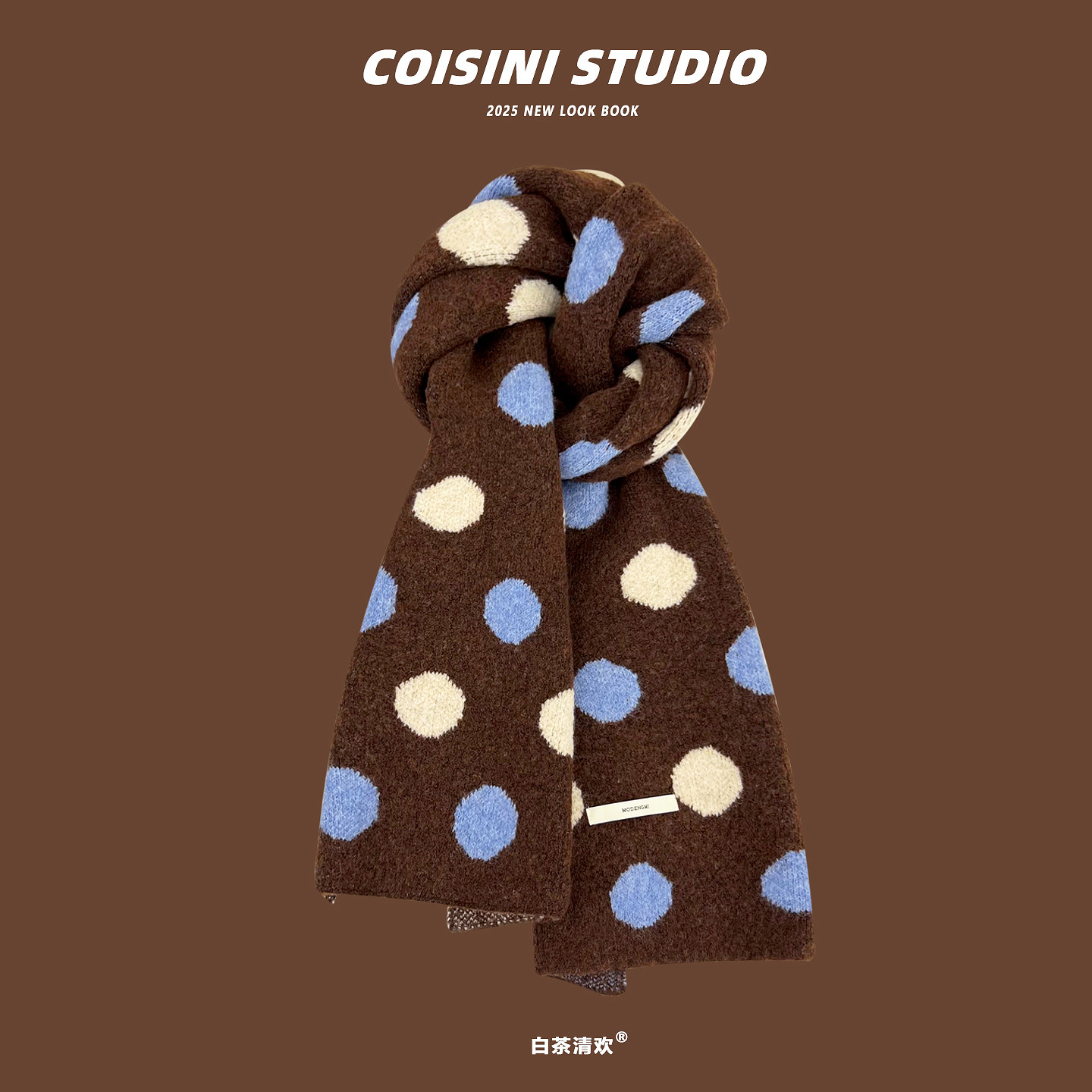 2025新款日系可爱波点软糯毛线围巾女秋冬季保暖百搭针织围脖学生