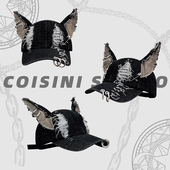 设计师y2k废土风个性 铁环牛仔破洞棒球帽子女立体耳朵街头鸭舌帽