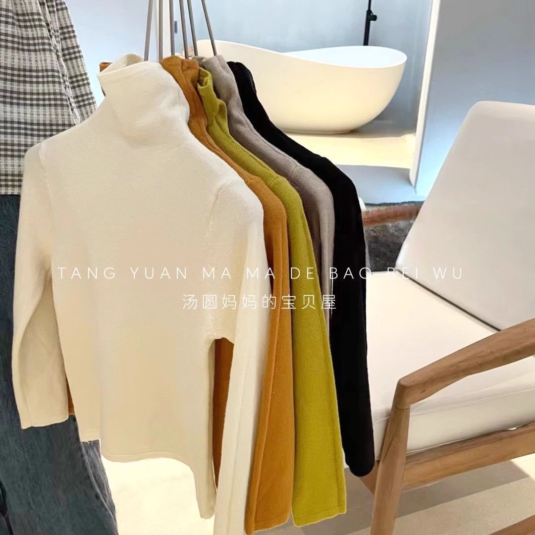 男女童打底衫堆堆领针织线衫毛衣