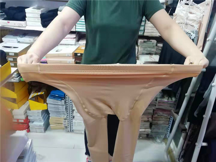 加大光面锦纶加绒打底裤美拉美