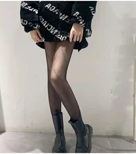 3双浪莎丝袜连裤袜字母袜包芯丝娟感字母丝袜加档连裤防刮超薄袜