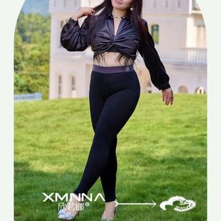 欣茗娜9652棉面小黑裤 266g蜜桃臀一线裆 磨毛加绒九分棉女穿打底裤