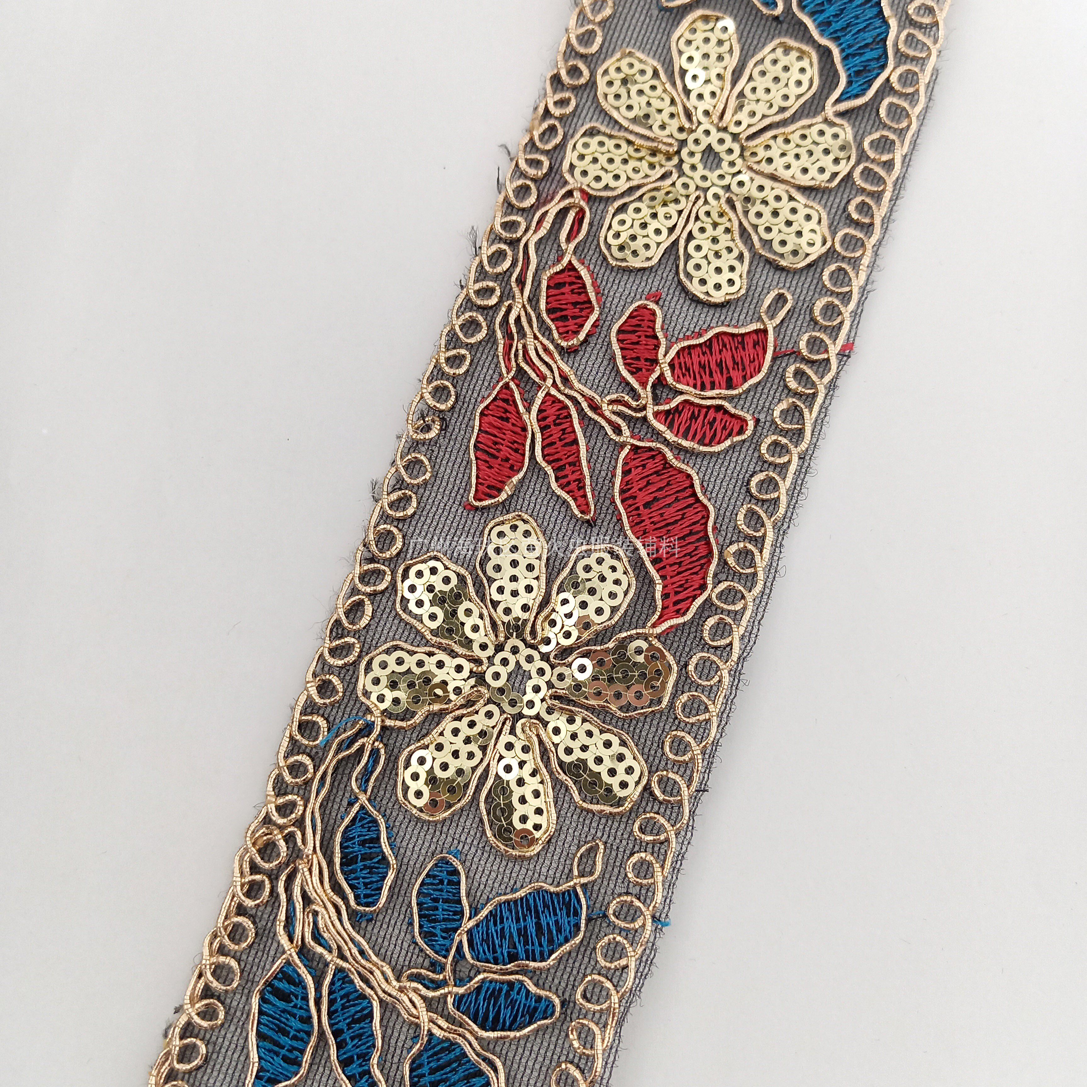 热款苗族亮片刺绣花边 凤凰古城苗疆女子民族服装手袖口织带现货