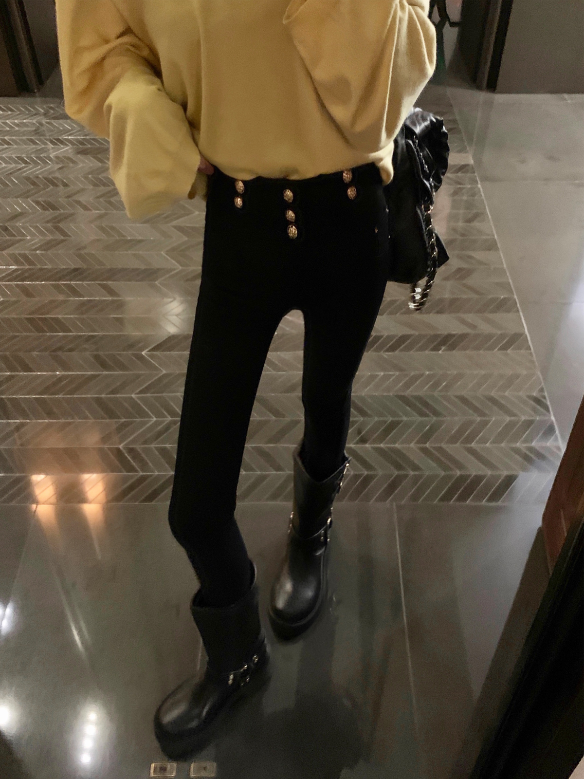 大瓶定制 万能穿神裤 高弹力黑色牛仔裤女秋高腰加绒显瘦小脚裤子