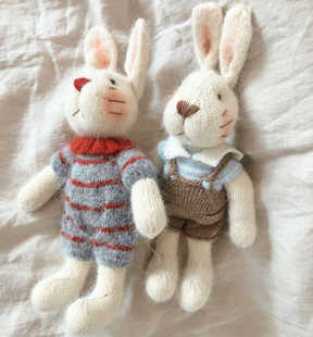 复古棒针长毛羊毛兔子玩偶手工diy编织自制挂件钥匙扣材料包礼物