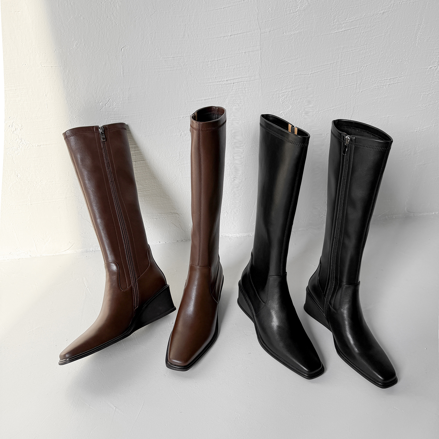 时尚气质坡跟瘦瘦弹力靴