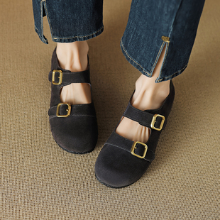 26春季 女鞋 新款 舒适保暖休闲单鞋 简约羊皮毛一体勃肯鞋 lorem香港