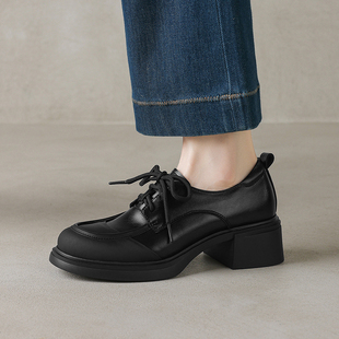 通勤休闲百搭粗跟厚底系带小皮鞋 英伦学院风单鞋 26春季 lorem香港