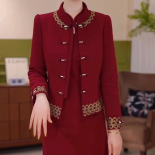 贵妃绒气质夹棉外套 裙2026秋冬夹棉外套裙子 改良旗袍连衣裙套装