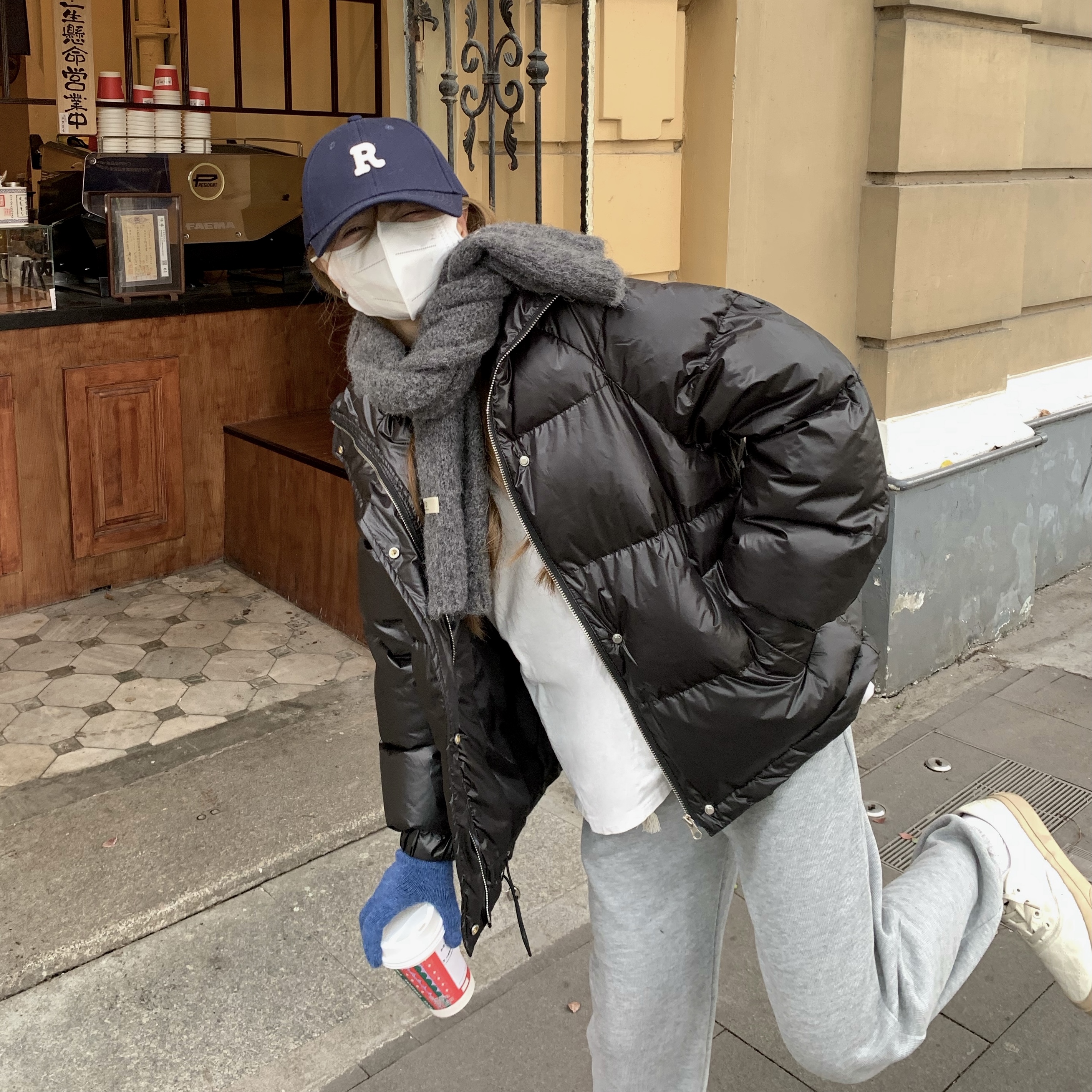 小个子穿搭冬装面包服外套女145小码150cm显高加厚亮面短款棉服xs