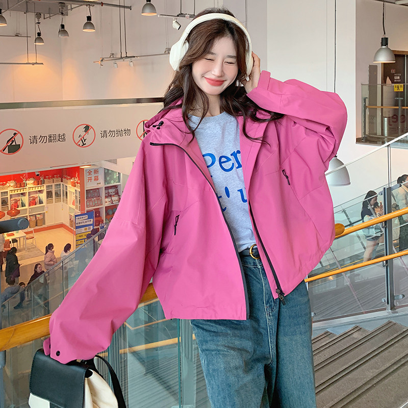 秋款玫粉色冲锋衣外套2C170--3002--P145控198,女装短外套,2C170