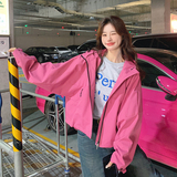 秋款玫粉色冲锋衣外套2C170--3002--P145控198，女装短外套，2C170