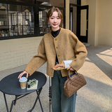 黄色短款毛呢外套女冬季2025新款小个子时髦高级感英伦风呢子上衣，女装羊绒大衣，2C170