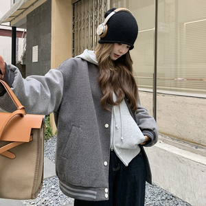美式学院风羽绒棒球服女2025冬季新款加厚白鸭绒内胆显瘦夹克外套图片