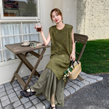 2025夏季新款超好看镂空罩衫T恤裙两件套女设计感小众连衣裙套装，女装套装/套裙，2C170