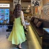 小清新绿色无袖连衣裙女2025夏季新款法式慵懒风宽松显瘦背心长裙，女装连衣裙，2C170