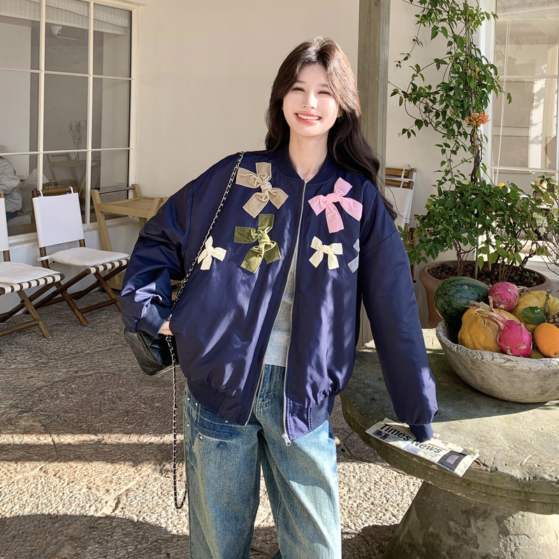 新款蝴蝶结棒球服外套2C170-1317-P165-K268,女装短外套,2C170