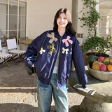 新款蝴蝶结棒球服外套2C170-1317-P165-K268，女装短外套，2C170