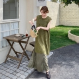 老钱风穿搭重工钩花针织背心配半裙女夏2025年超火气质连衣裙套装，女装套装/套裙，2C170