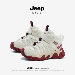 加绒保暖大棉皮面老爹鞋 新款 中大童男 女童冬季 Jeep吉普儿童运动鞋