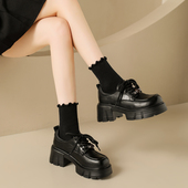 韩版 百搭厚底英伦风小皮鞋 女粗跟复古法式 2025新款 玛丽珍高跟单鞋