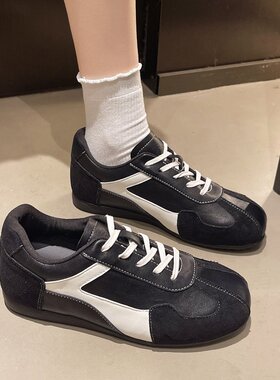 复古德训鞋女2026春季新款系带内增高女鞋时尚百搭系带休闲运动鞋