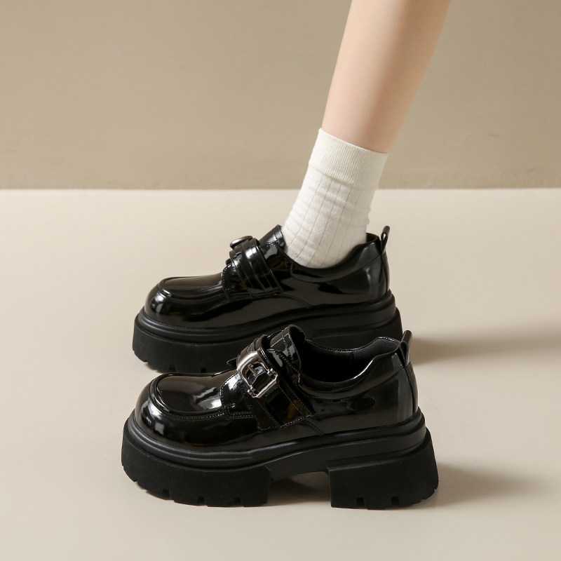 黑色厚底乐福鞋女英伦风皮带扣玛丽珍小皮鞋百搭增高方跟女士单鞋,女鞋,乐福鞋（豆豆鞋）,淘宝优惠券,粉丝福利购,淘宝优惠卷