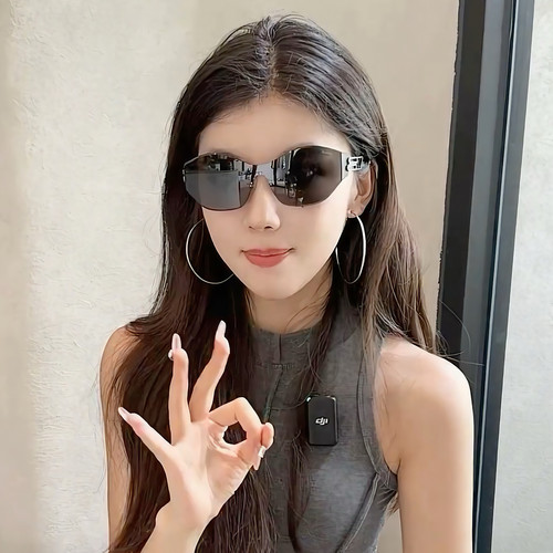 圆脸方脸救星！高级感无框墨镜女显脸小防紫外线开车太阳镜UV400