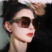 户外开车偏光太阳镜大脸显瘦高级感 防紫外线防晒时尚 墨镜女款 夏季