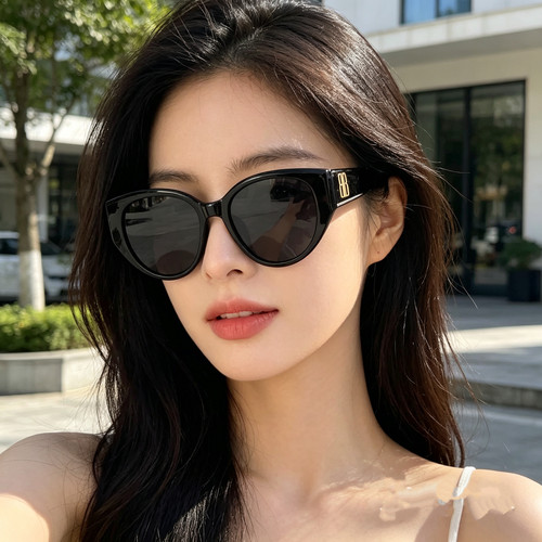 明星同款BB墨镜女高级感复古猫眼太阳镜防紫外线开车偏光防晒眼镜