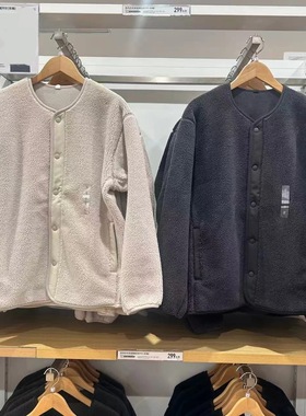 日单男装防风仿羊羔绒摇粒绒圆领抓绒开衫长袖外套25秋冬款481183