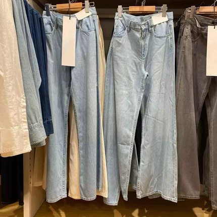 日单女新款宽松喇叭牛仔风长裤水洗产品休闲牛仔裤476346/477332