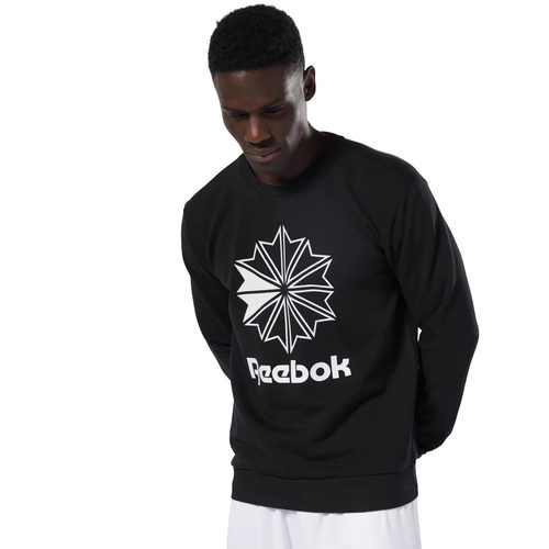 Reebok锐步男女LOGO圆领雪花黑色套头衫春秋薄款复古卫衣 DT8132