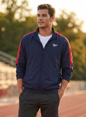 REEBOK/锐步深蓝红条男子训练拉链运动休闲夹克外套 EB3629