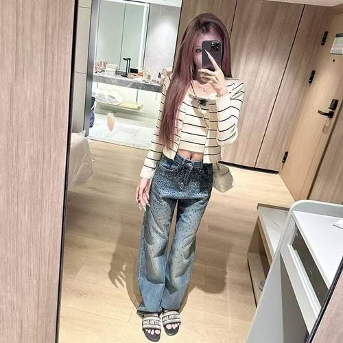 两件套网红社会女同款韩系减龄甜美针织条纹开衫