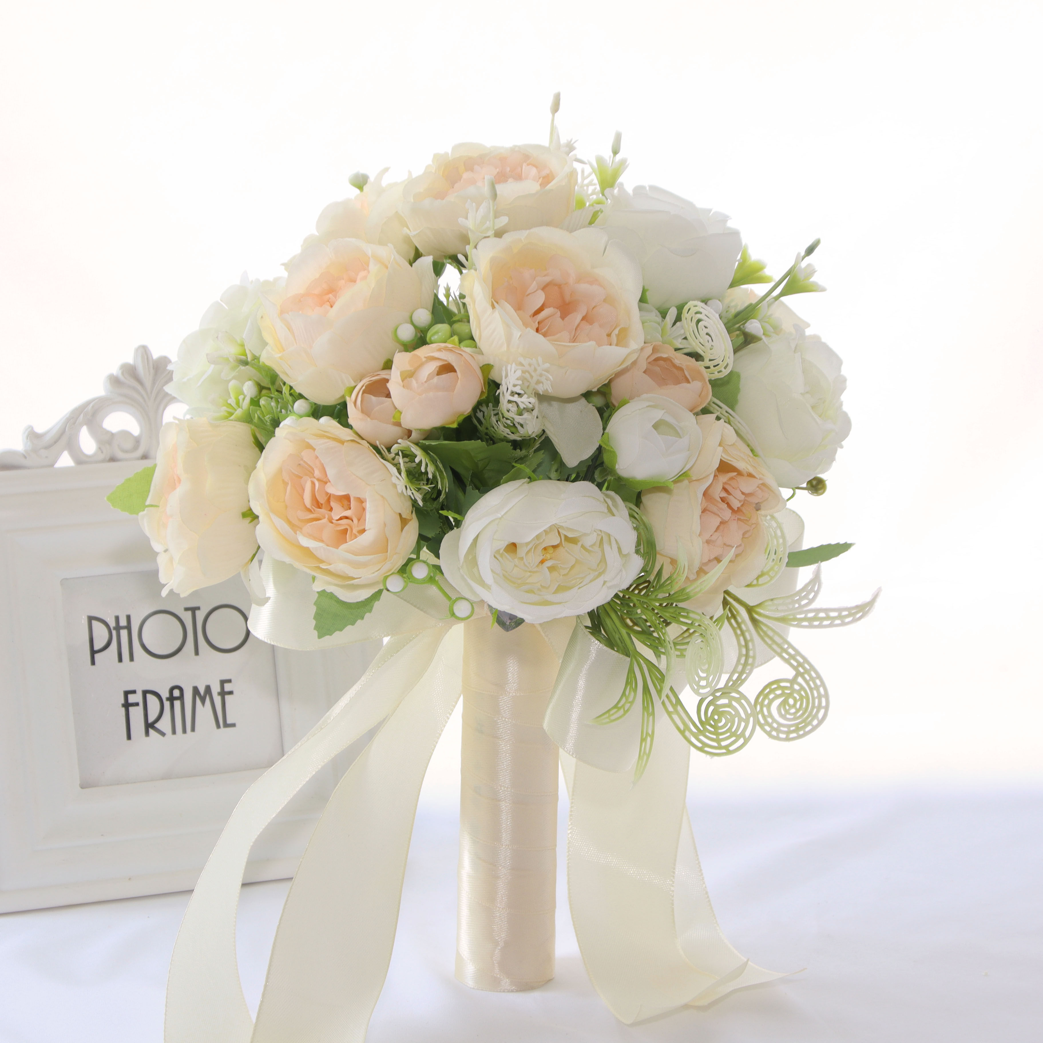 手捧花新娘结婚韩式婚礼花球婚纱照捧花假花伴娘拍照道具花束仿真