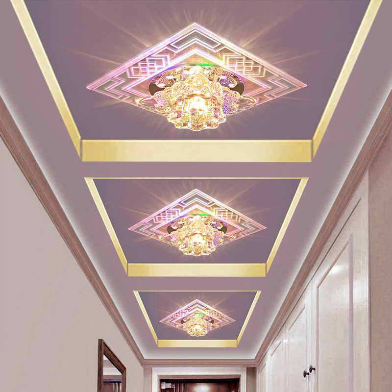 过道灯走廊灯 现代简约玄关楼梯天花灯创意射灯水晶LED入户孔灯