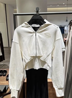 卫衣2023秋季新女潮流字母印花双拉链宽松短款连帽外套