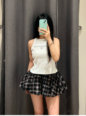 半裙女2025秋季新款女装休闲松紧腰抽绳毛边A字半裙