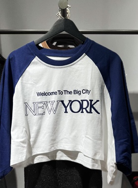 欧美粉夏季复古休闲宽松oversize字母印花露脐短T恤女5643321 060