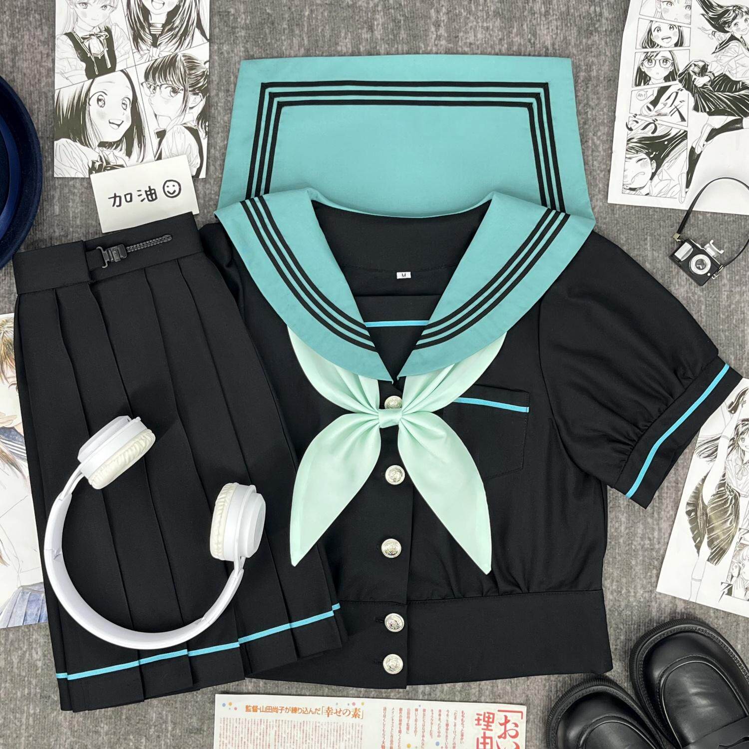 青月社收腰款初音泡泡袖水手服