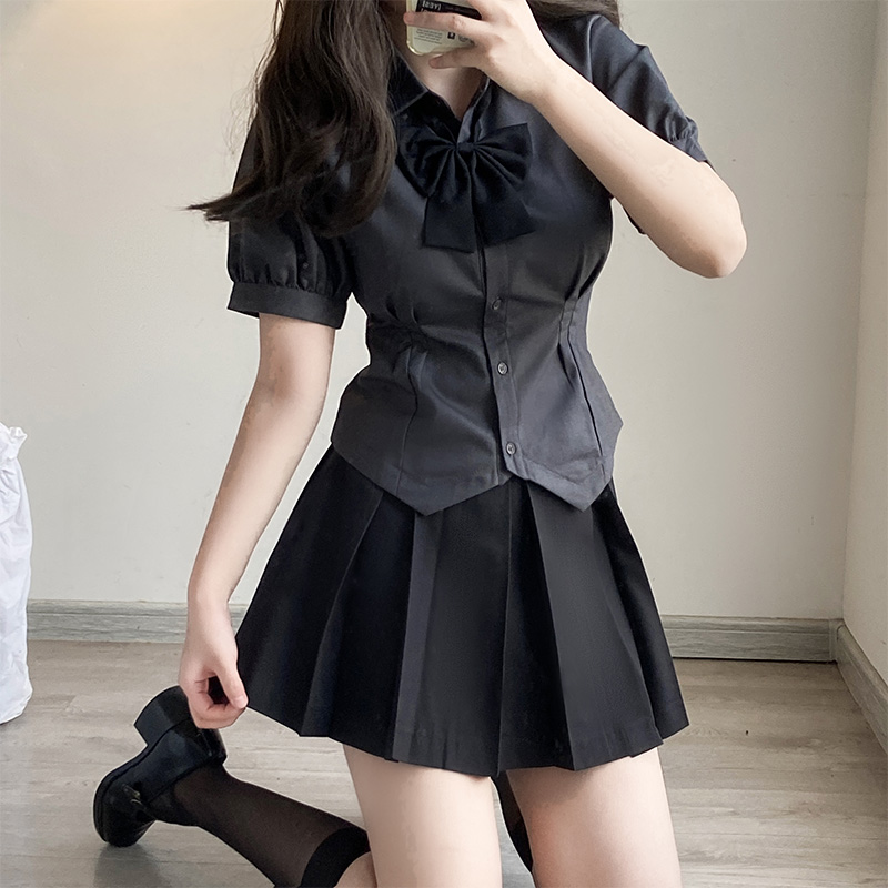 青月社夏季原创JK制服收腰衬衫