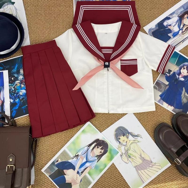 青月社原创JK制服红领白三本日系