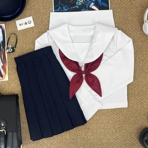 青月社白无本札幌襟白色水手服