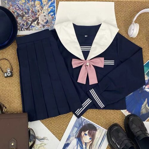 基础款白领绀三本水手服套装