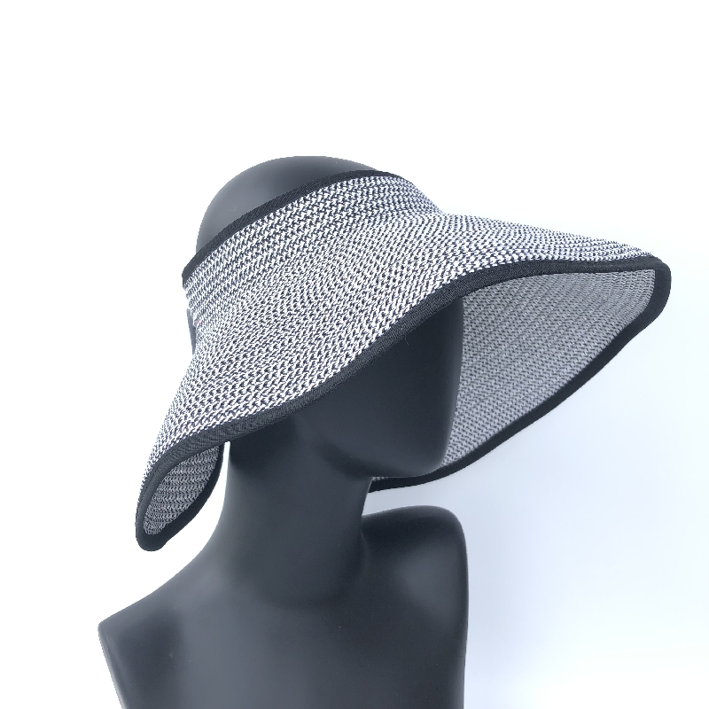 空顶帽黑白色交织大檐折叠便携