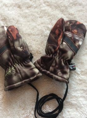 出口Thinsulate新雪丽摇粒绒加厚防滑儿童保暖护手挂脖手套冬