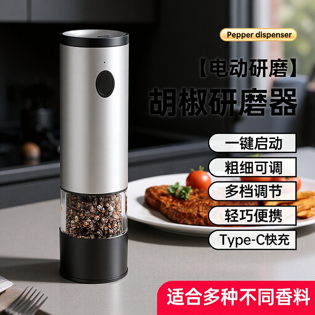 简约家用胡椒花椒自动研磨器
