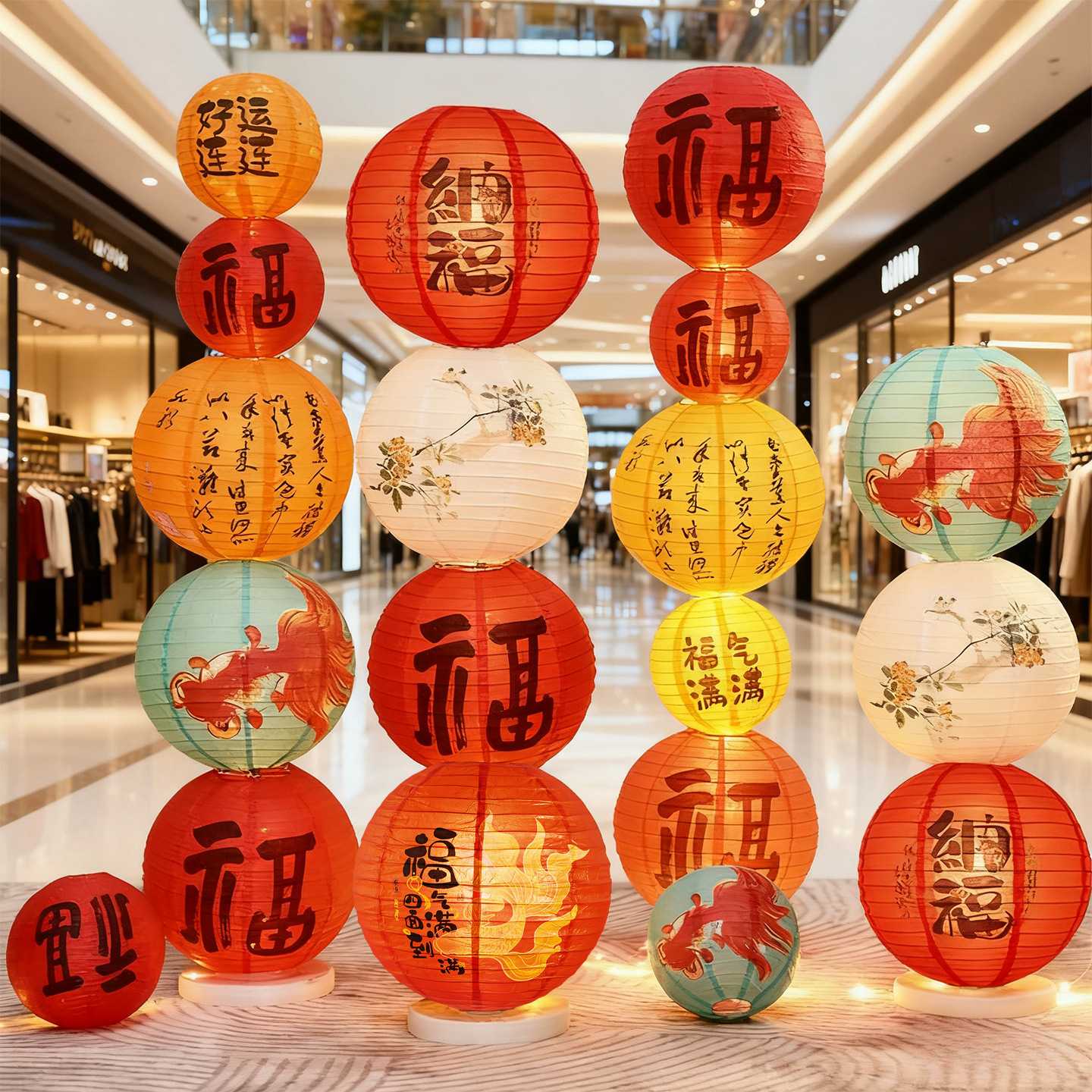 2027羊年国风福字纸灯笼