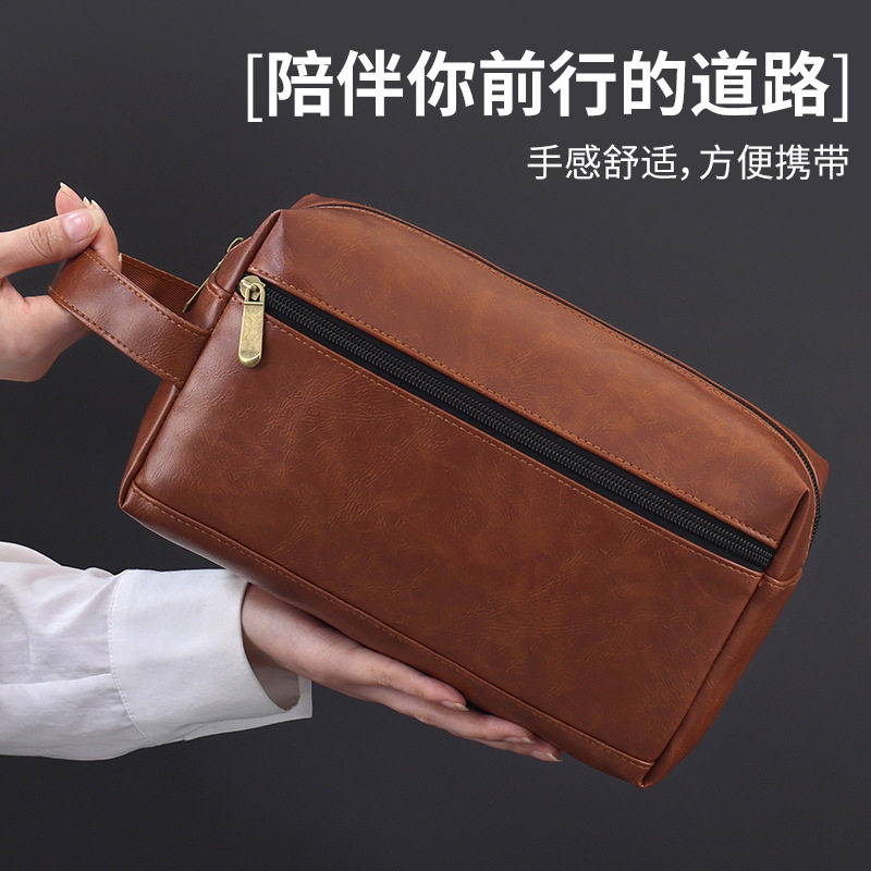 欧美复古拼接pu洗漱包男士旅行